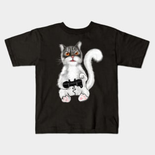 Funny Cat Lovers Video Games Controller Gift Kids T-Shirt